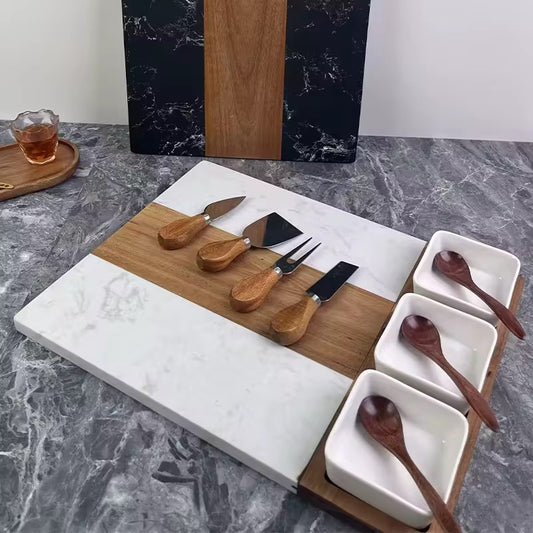 11 Piece Marble and Acacia wood Charcuterie serving boards
Comes in a gift box