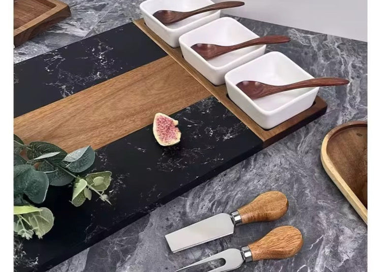 11 Piece Marble and Acacia wood Charcuterie serving boards
Comes in a gift box
