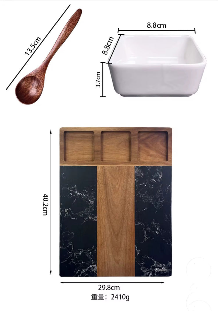 11 Piece Marble and Acacia wood Charcuterie serving boards
Comes in a gift box