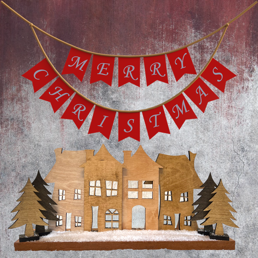 Wonky Christmas Village Mantel set